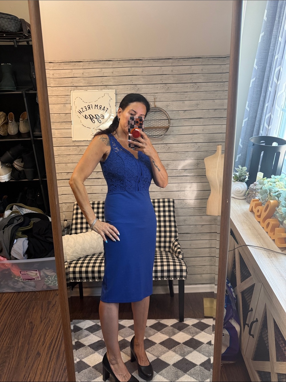 Elegant Royal Blue Lace Sheath Dress